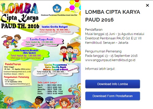 Ayo Ikut Lomba Cipta Karya PAUD 2016