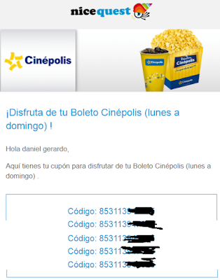 nicequest boletos gratis al cine