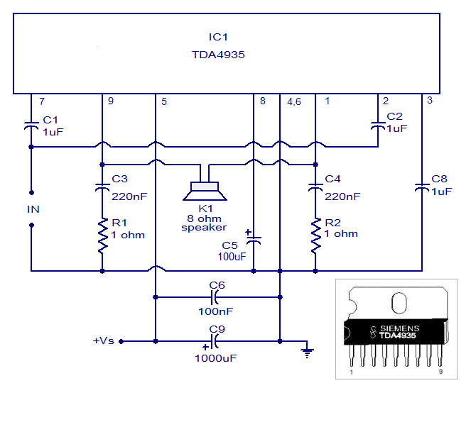 Simple Pioneer Circuit Pics - Tda4935 Bridge Amplifier Circuit - Simple Pioneer Circuit Pics