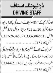 Draving staff required-sunday jang newspaper jobs
