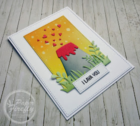 Punny love card using MFT Volcano and I Lava You sentiment stamps