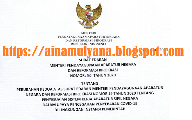   Surat Edaran Menpan RB Nomor 50 Tahun 2020 Tentang Perpanjangan WFH sampai 13 Mei 2020  