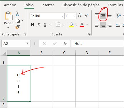 cambiar la orientacion del texto horizontal en vertical en excel