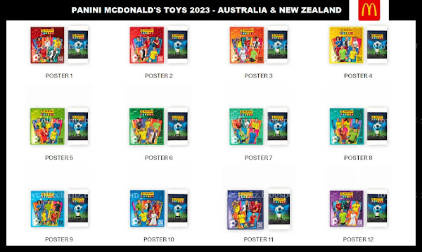 Panini Family McDonalds Toys 2023 Happy Meal Toy Australia and New Zealand July - includes 12 large posters numbered 1 to 12