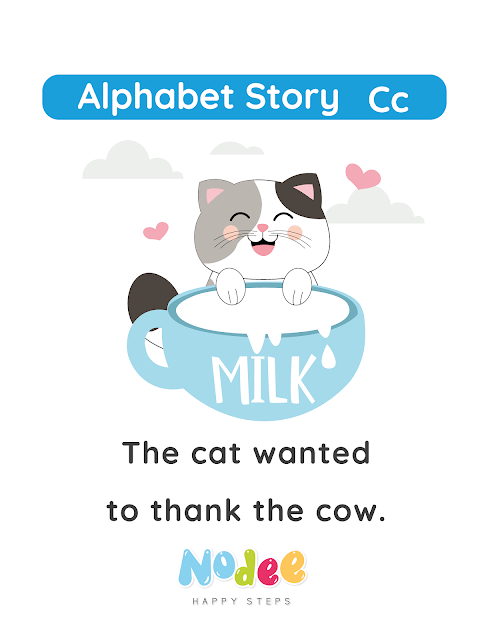 Simple and Short Story - The Cat and the Cow - letter - C -  Alphabet Stories for kids