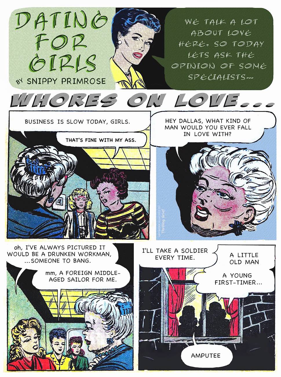 a comic book parody, re-witten comic books, sex workers talk about love