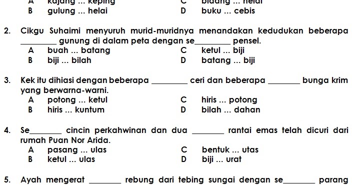 PENJODOH BILANGAN TAHUN 4,5 DAN 6: LATIHAN