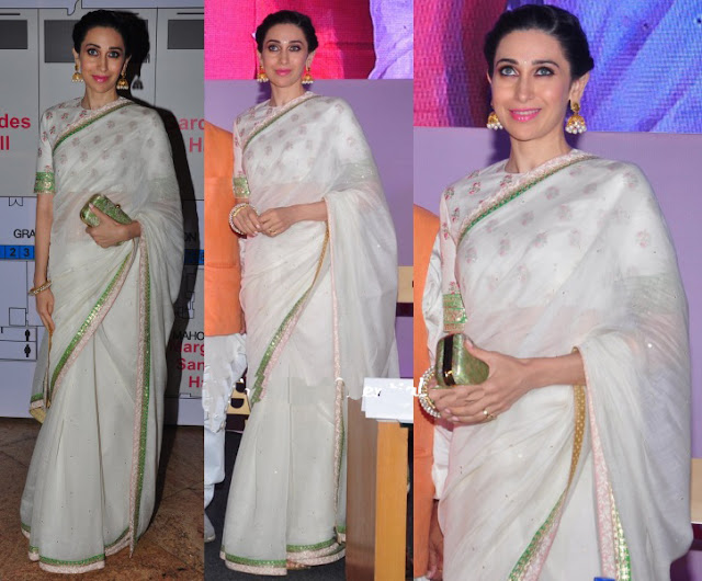 Karisma Kapoor in White Saree Blouse for Smart Doctor’s Conference in Mumbai