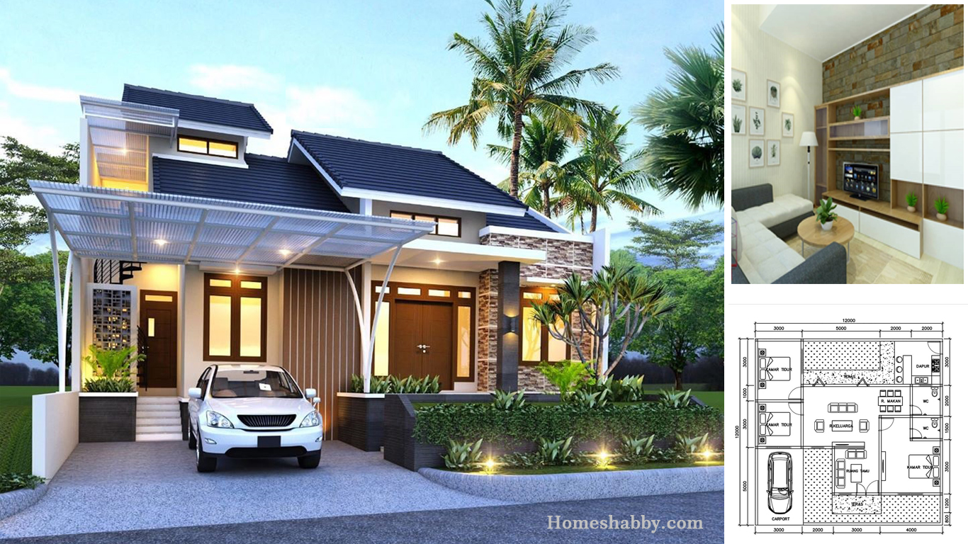 Desain Dan Denah Rumah Dengan Konsep Modern Dengan Ukuran 12 X 12 M Terlihat Lebih Asri Sehat Untuk Keluarga Homeshabbycom Design Home Plans