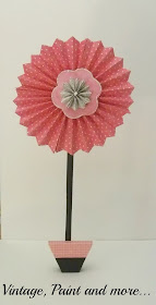 Vintage, Paint and more... pinwheel flower made from scrapbook paper, glitter and wood scraps