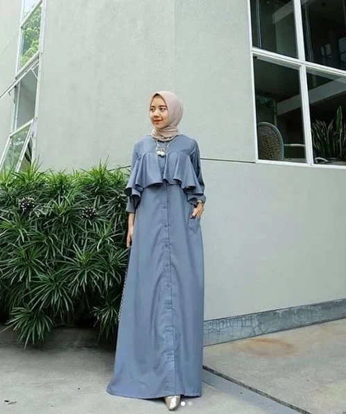 Padu Padan Baju Gamis Modis Warna Biru Gamis - Warna jilbab yang pas untuk baju biru dongker