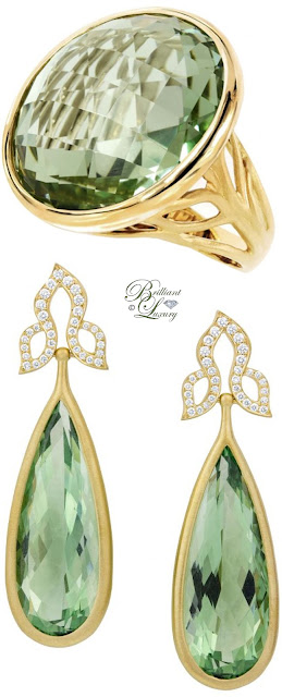 ♦Carelle green quartz ring & earrings #pantone #jewelry #green #brilliantluxury