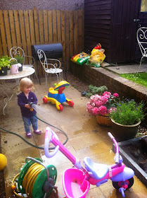 Eva cleaning her trike