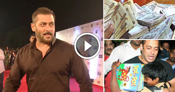 Salman Khan Spotted Donating Money To Poor Kids