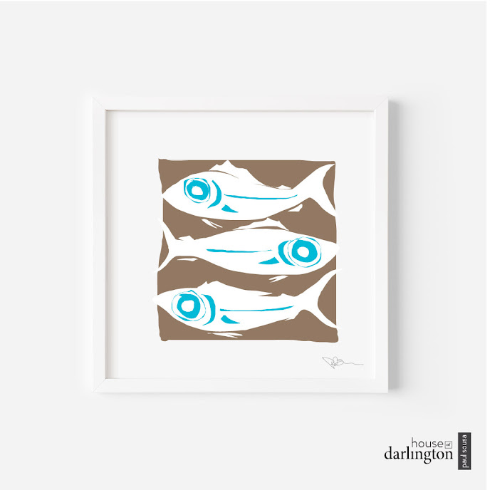 House of Darlington, Fish Trio Art Print, Nautical Art, Abstract Art, Marine Life
