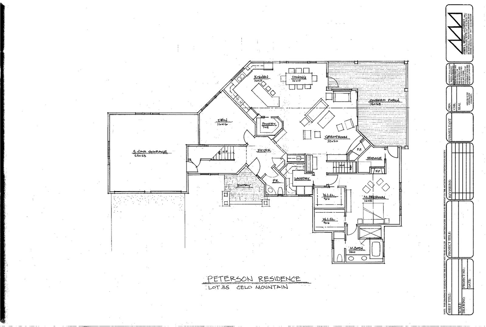 Architectural Design Plans - Main Floor - THE COVE AT CELO MOUNTAIN