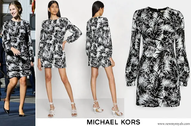 Crown Princess Leonor wore Michael Kors Palm Sequined Tulle Mini Dress