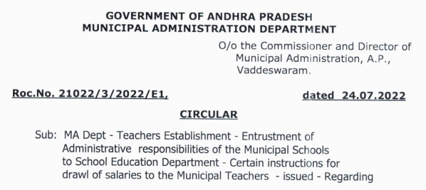 Drawl of salaries to the Municipal Teachers - Instructions 