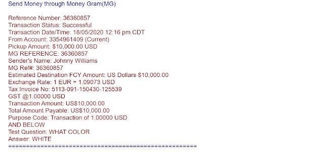 Image of instructions on how to send the MoneyGram