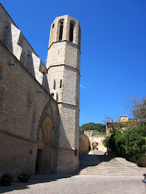 Bell tower and doorway of the church of the Monastery of Pedralbes