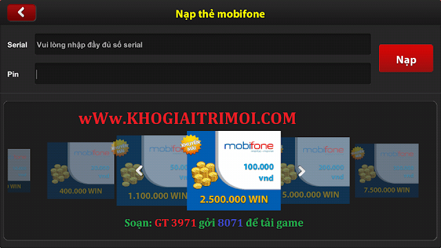 Hướng dẫn nạp Win vào tài khoản game iWin Online