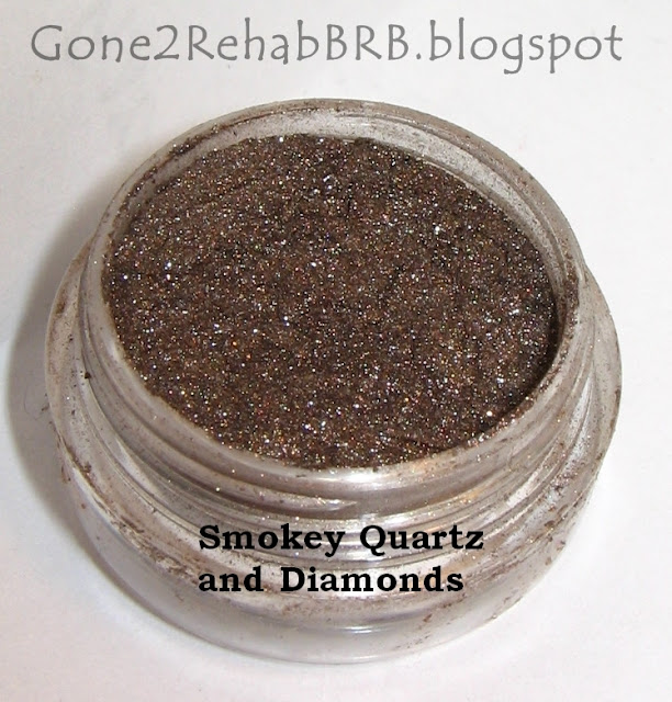 Sweetscents mineral eyeshadow swatches in shade Smokey Quartz and Diamonds