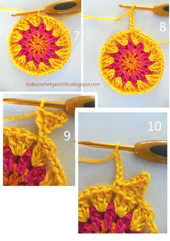 paso a paso sol crochet