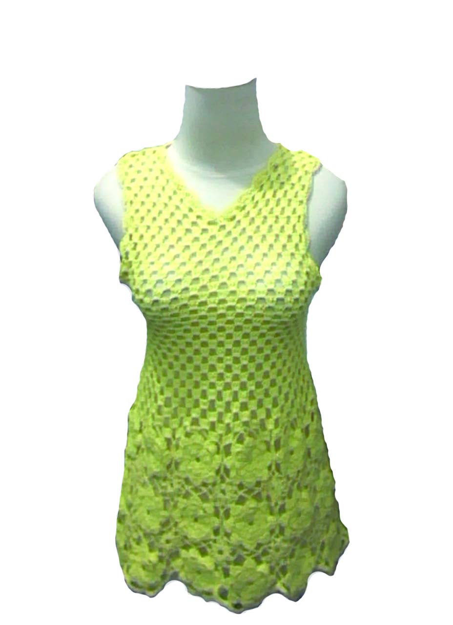 Model Baju Rajut  LenganPendek Warna Lime