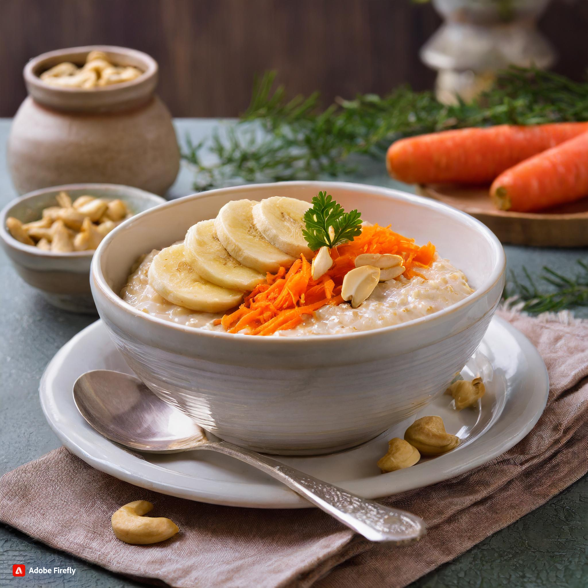 Owsianka z marchewką, bananem i nerkowcami / Oatmeal with carrot ...