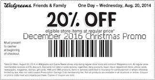 free Walgreens coupons december 2016