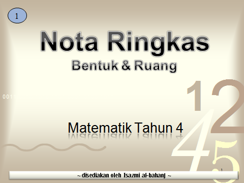 Nota Ringkas Matematik Tahun 4 (Bentuk dan Ruang 