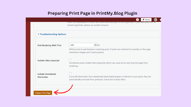 In PrintMy.Blog Plugin click in prepare print page button