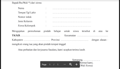 Contoh Surat Permohonan Orang Tua Pindah Sekolah