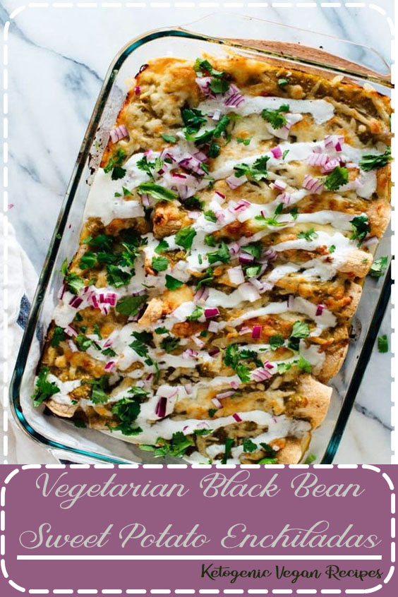 Amazing black bean and sweet potato enchiladas, smothered in salsa verde. A delicious, hearty vegetarian entrée. Recipe yields 10 enchiladas, enough for about 5 servings. Amazing black bean and sweet potato enchiladas, smothered in salsa verde. A delicious, hearty vegetarian entrée. Recipe yields 10 enchiladas, enough for about 5 servings.