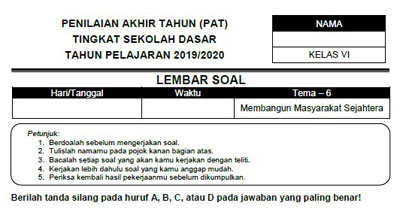 soal pas kelas 6 pdf