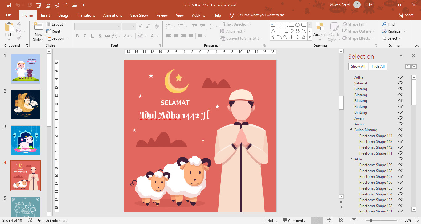 Template PowerPoint Gambar Ucapan Selamat Hari Raya Idul Adha 1442 H