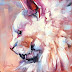 ORIGINAL CONTEMPORARY WHITE CAT on Panel in OILS by OLGA WAGNER