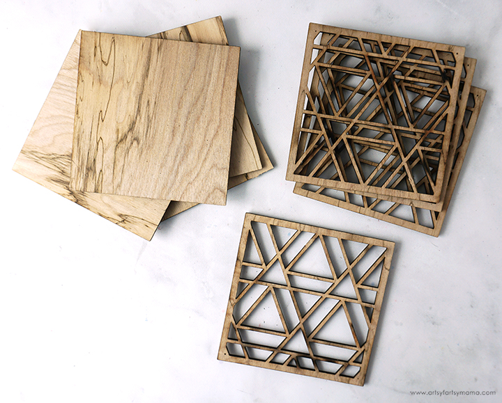 Geometric Wood + Resin Coasters