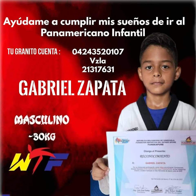 APURE: Niño apureño necesita de su contribución para asistir al Campeonato Panamericano Infantil de Taekwondo en Colombia.