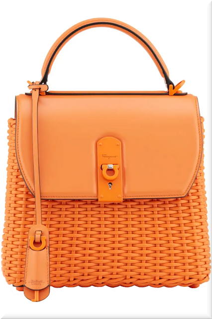 ♦Salvatore Ferragamo orange Boxy woven leather crossbody bag #salvatoreferragamo #bags #pantone #orange #brilliantluxury