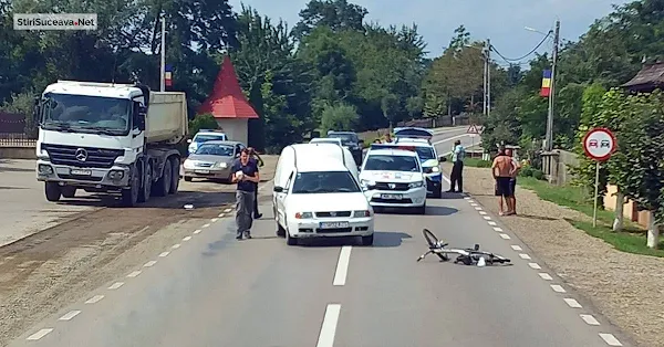 Biciclist lovit de o mașină, la Milișăuți