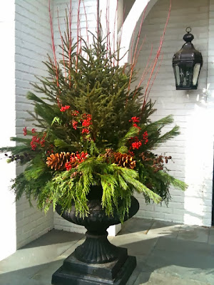 berries spruce pinecones Christmas planter  Designing Home