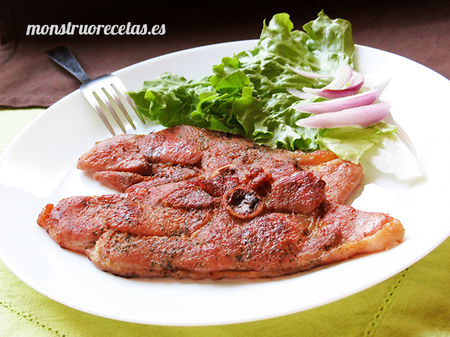 Chuletas de pavo al vino y al ajillo