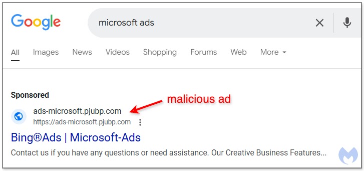 Malicious Google Ads