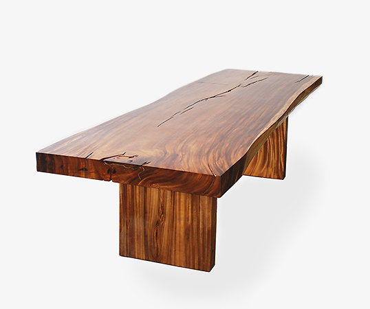 A wooden dining table with