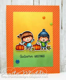 Sunny Studio Stamps: Fall Kiddos Orange Background Fall Themed Cards by Anita Madden
