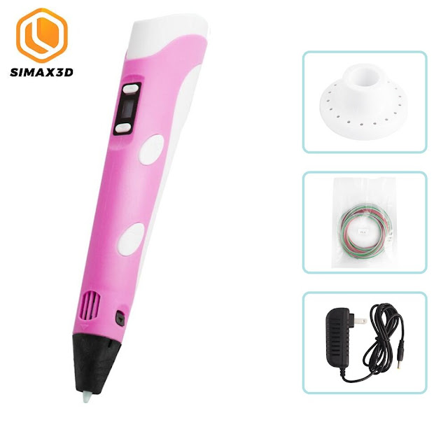 SIMAX3D® Pink 2nd Generation 3D Printing Pen with EU Standard Plug Power Adapter