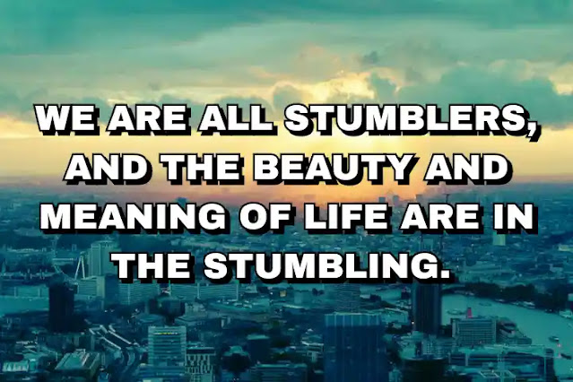 We are all stumblers, and the beauty and meaning of life are in the stumbling.