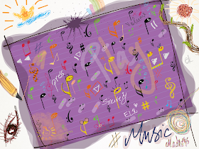 music, music madness, music notes, music symbols, sketch, drawing, The Book Portal, art, concept art
