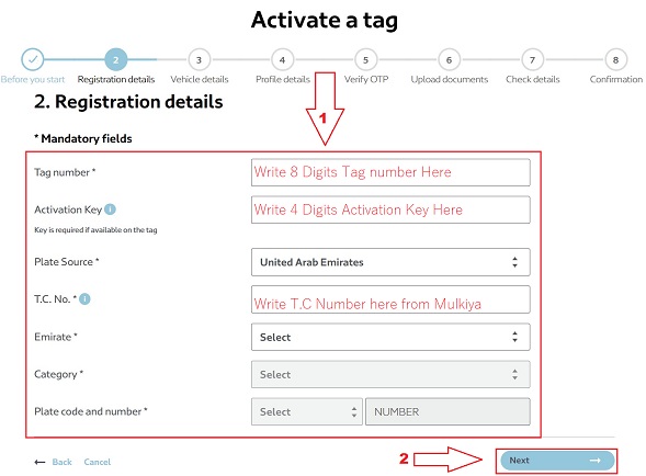 How to activate salik tag